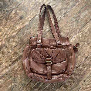 Brown leather shoulder bag
